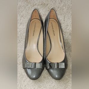 Antonio Melani Patent Gray Leather Shoes. Size 10M Used-Excellent